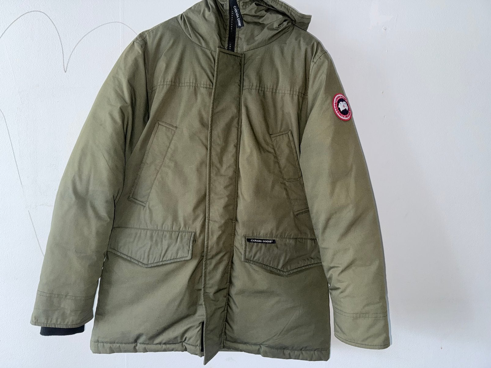 Canada Goose Jasper Parka Olive Green, Kleding | Heren, Jassen | Winter, Ophalen of Verzenden, Zo goed als nieuw, Groen