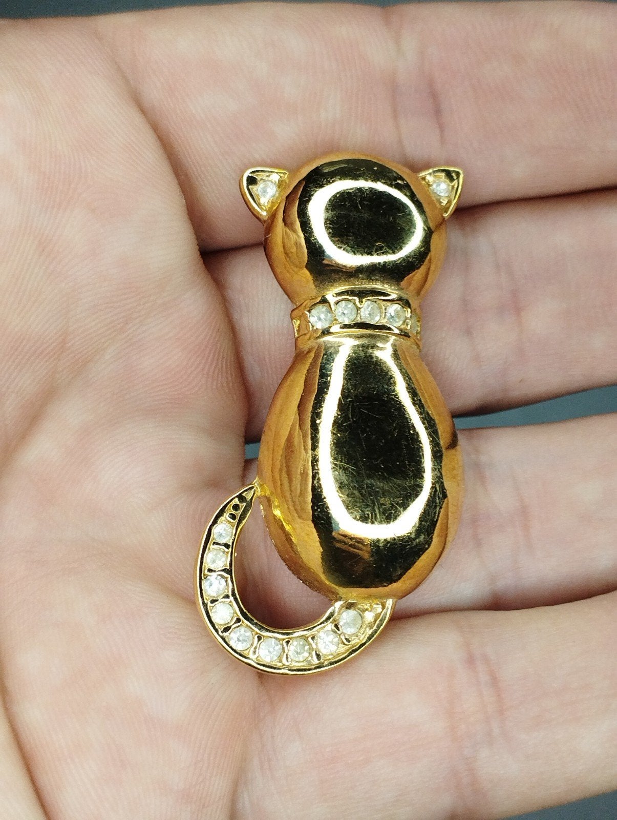 prachtige vintage kattenbroche, Sieraden, Tassen en Uiterlijk, Broches, Overige materialen, Minder dan 4 cm, Ophalen of Verzenden