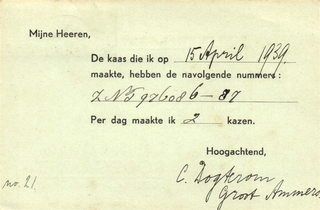 C. Dogterom, Groot Ammers - 04.1939 - briefkaart, Ophalen of Verzenden, Briefkaart