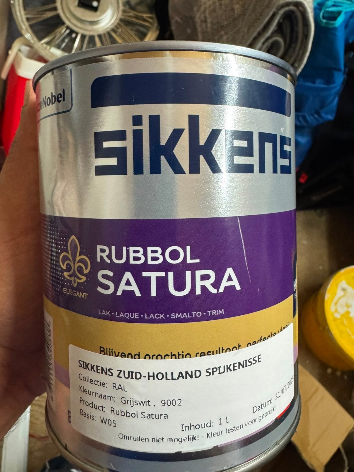 Sikkens Rubbol Satura Lak Grijswit 9002 - 1 Liter, Ophalen, Nieuw, Lak, Grijs