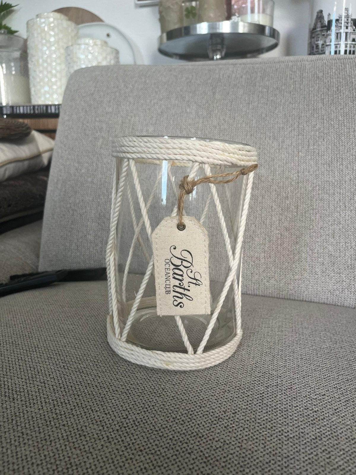 Te koop: windlicht/vaas Rivièra Maison St. Barths, Overige materialen, Beige, Nieuw, Ophalen of Verzenden