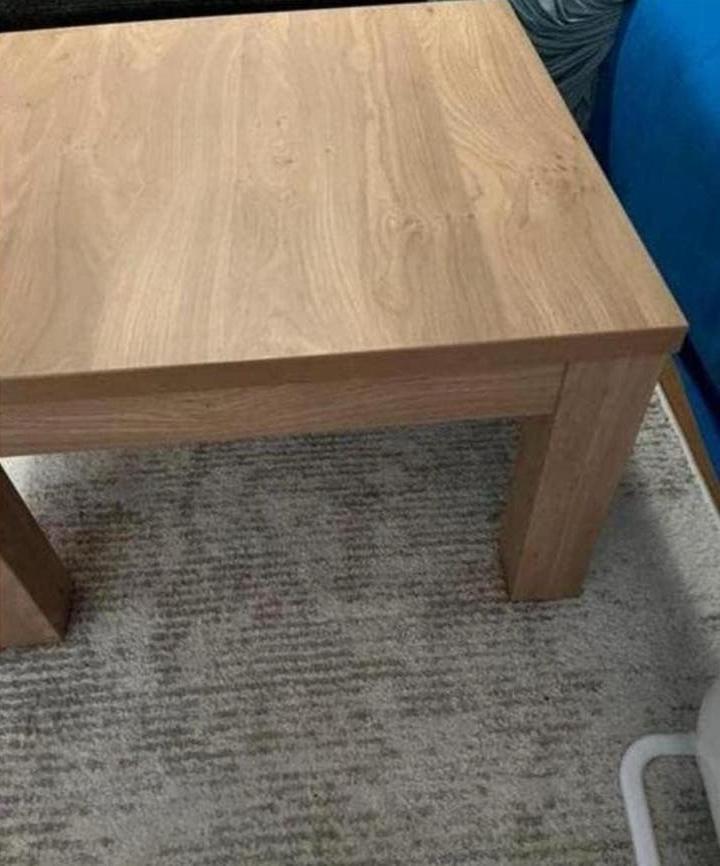 Eiken hout vierkant salontafel, Ophalen, 100 tot 150 cm, 50 tot 100 cm, Zo goed als nieuw