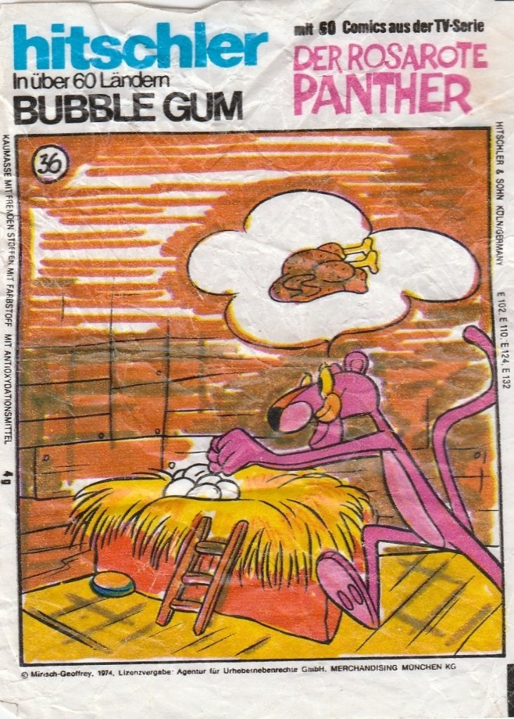 Kauwgomplaatje, Pink Panter, nr 36  (615), Ophalen of Verzenden, Gebruikt