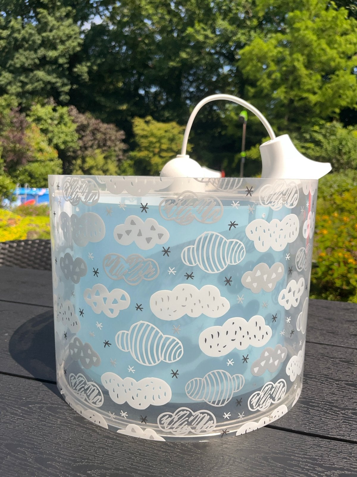 Lamp baby kind blauw met wolkenpatroon - Plafondlamp, Ophalen, Gebruikt, Kunststof, Minder dan 50 cm