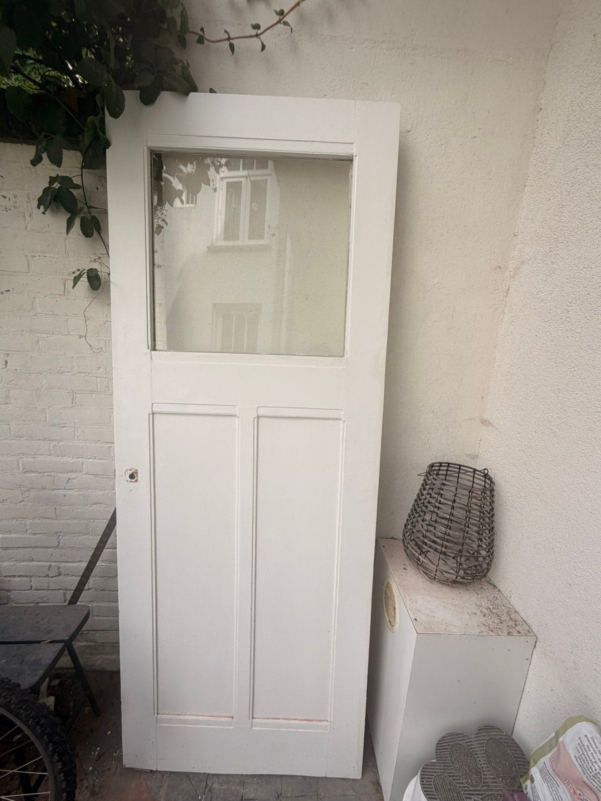 Oude houten deur met glas, Ophalen, Gebruikt, 80 tot 100 cm, Binnendeur