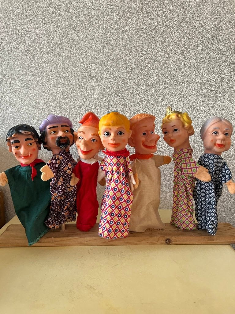 Vintage West Germany poppenkastpoppen - set van 7, Verzamelen, Ophalen of Verzenden, Gebruikt, Pop