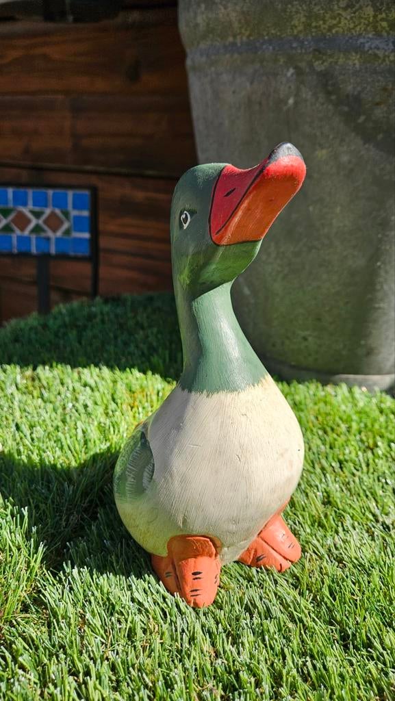 Decoratieve Houten Eend, Tuin en Terras, Tuinbeelden, Ophalen, Gebruikt, Hout, Dierenbeeld