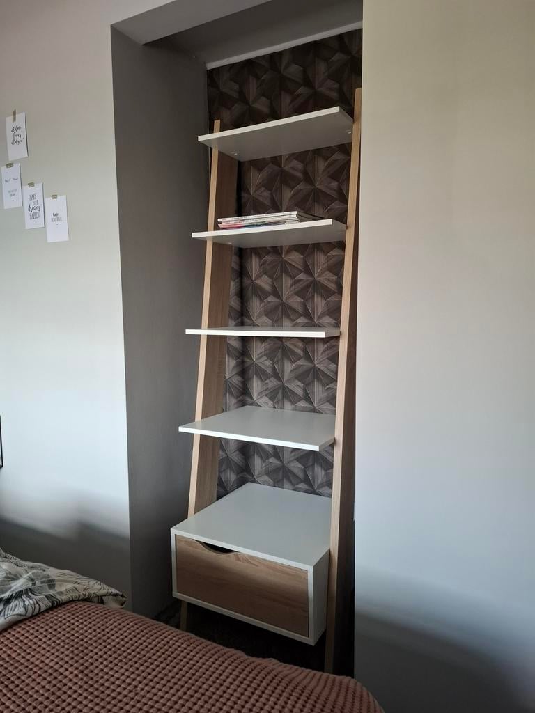 Boekenkast / Wandrek met lade, Ophalen, Met plank(en), Modern, Scandinavisch, 50 tot 100 cm