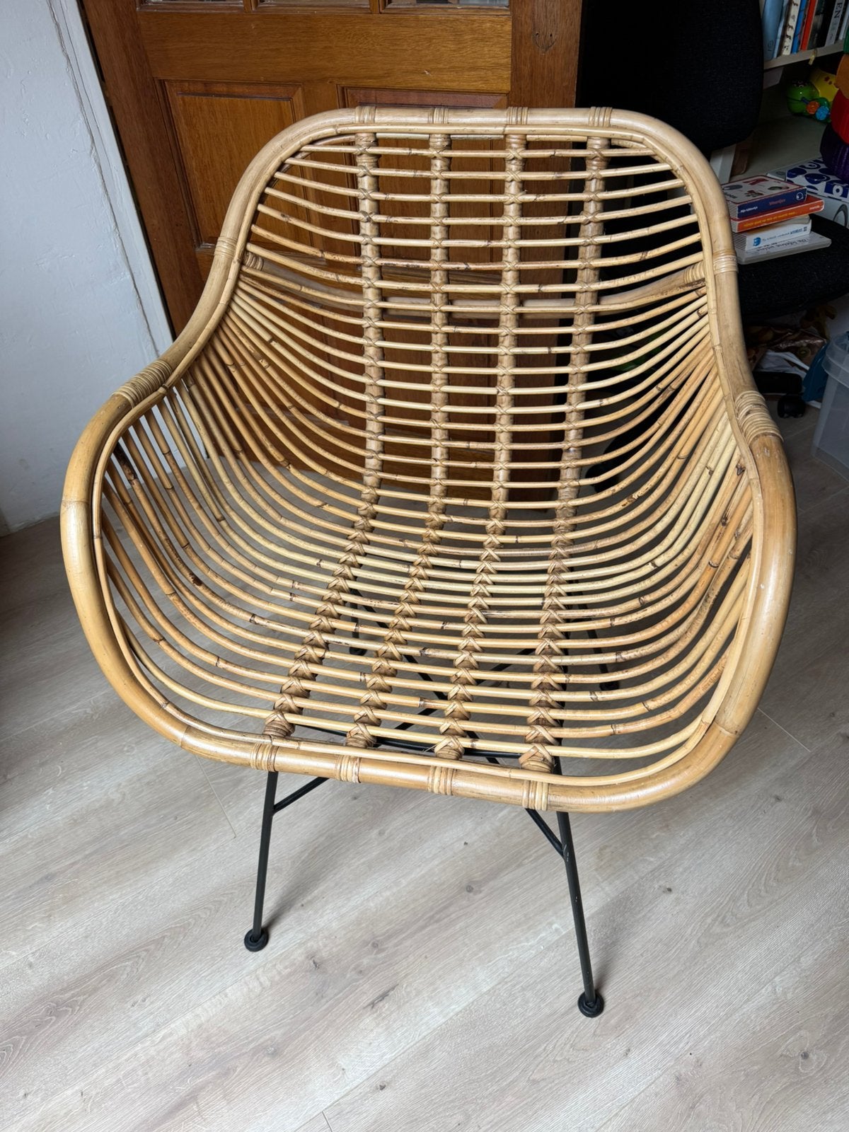 Rotan stoel, Huis en Inrichting, Stoelen, Ophalen, Zo goed als nieuw, Bruin, Eén