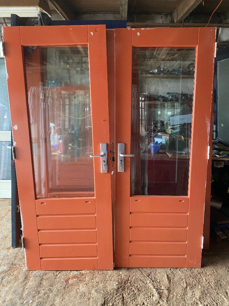 buitendeur met dubbelglas 78 en83x201 en 83x211, Ophalen, Gebruikt, 200 tot 215 cm, Glas