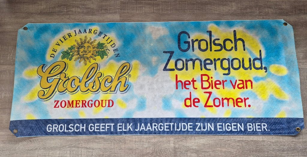 Te koop: Grolsch Zomergoud spandoek, mancave/bar/ keet, Ophalen of Verzenden, Zo goed als nieuw, Overige typen, Grolsch