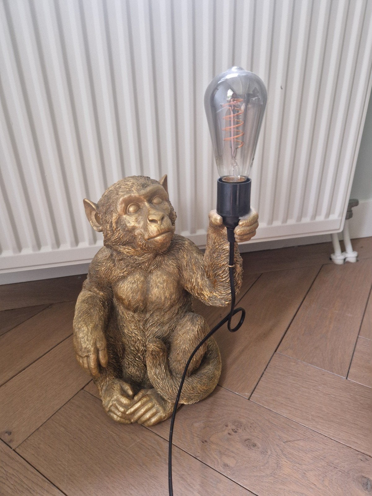 Tafellamp Monkey Sitting Gold, Huis en Inrichting, Kunststof, Ophalen of Verzenden, Zo goed als nieuw, Goud