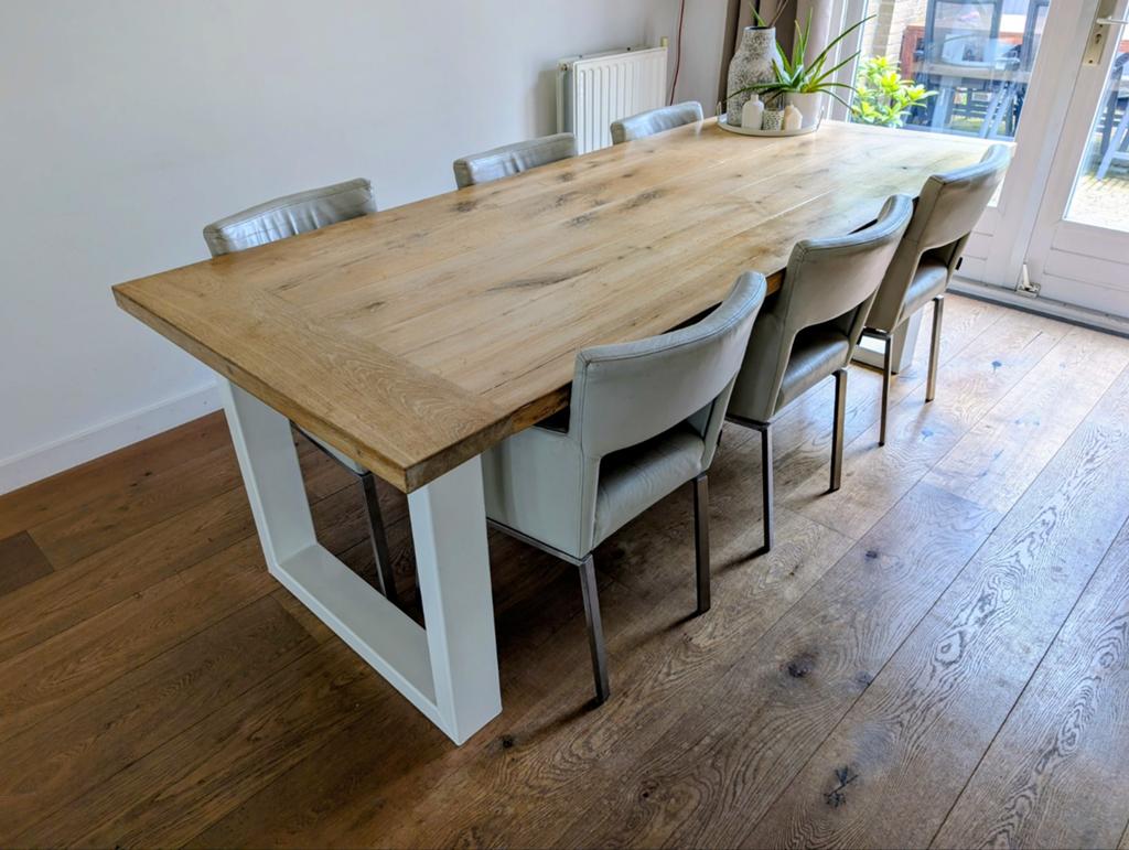 Zware kwaliteit eikenhouten tafel (240x100)., Huis en Inrichting, Tafels | Eettafels, Gebruikt, 50 tot 100 cm, 200 cm of meer