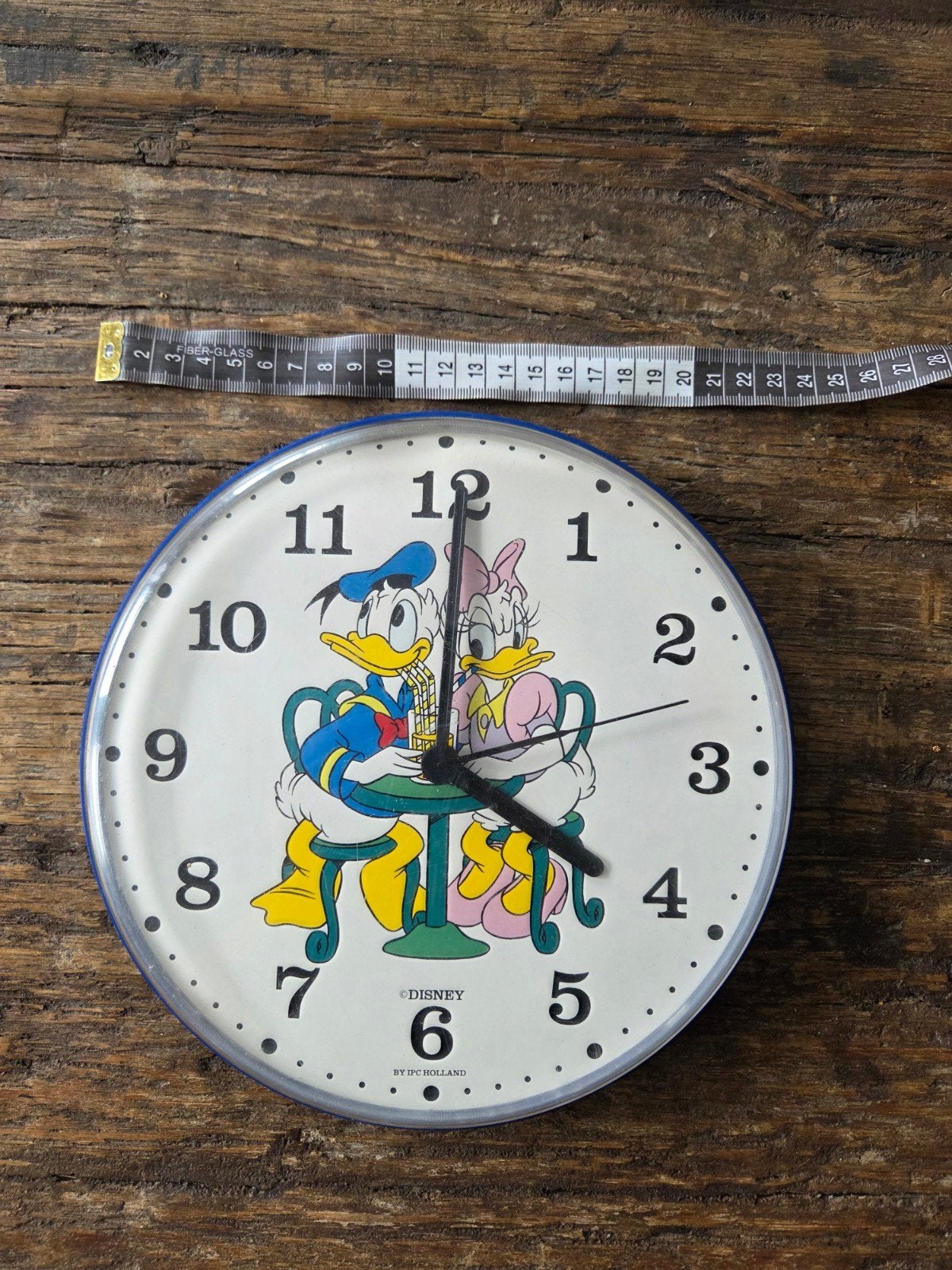 Vintage Disney Donald & Katrien Duck wandklok klok, Ophalen of Verzenden, Donald Duck, Gebruikt