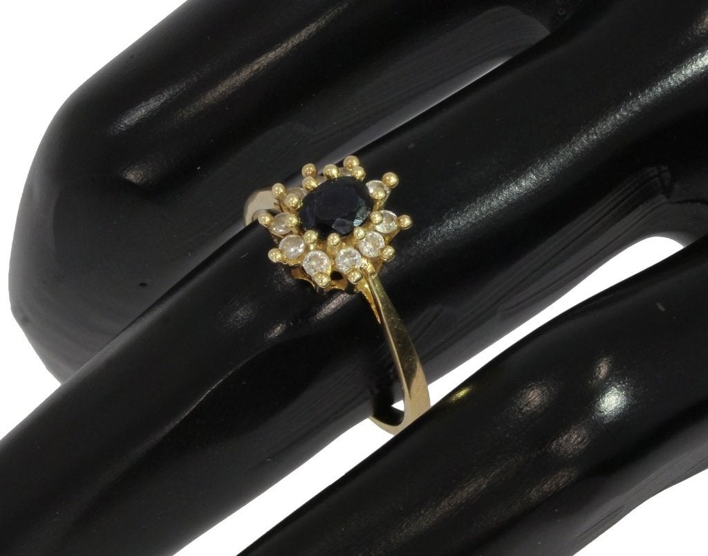 Saffier edelsteen 14k gouden rozet ring Lady DI zirkonia