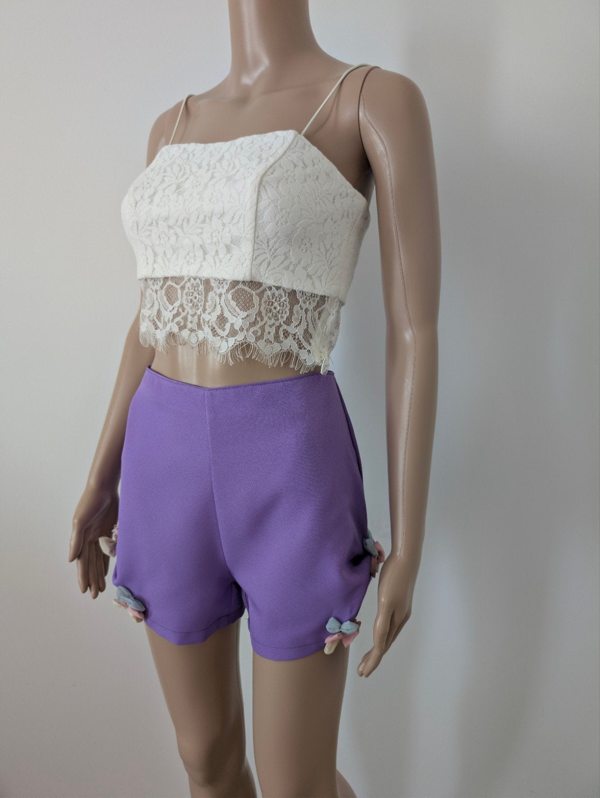 Witte kanten crop top - Maat S, Kleding | Dames, Tops, Wit, Ophalen of Verzenden, Zo goed als nieuw, Maat 36 (S)