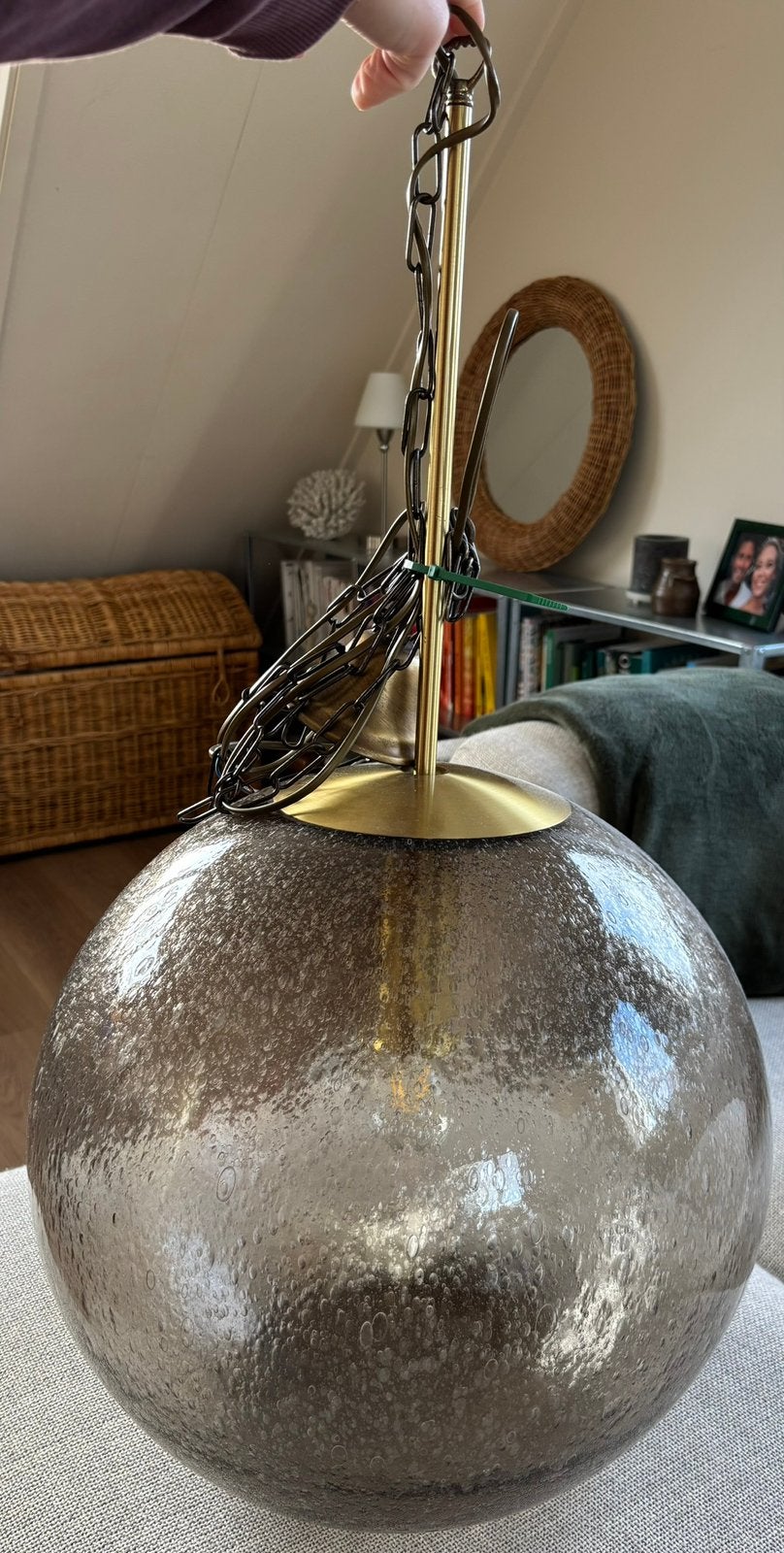 Vintage Peill Putzler hanglamp, Ophalen, Gebruikt, Glas
