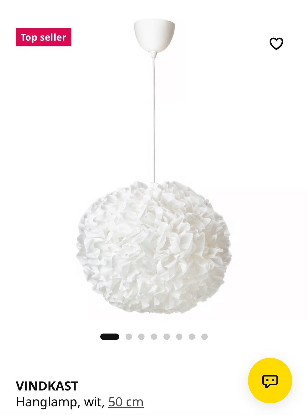 Ikea wit Vindkast hanglamp  50cm, Huis en Inrichting, Ophalen of Verzenden, Zo goed als nieuw, Kunststof, E27 (groot)