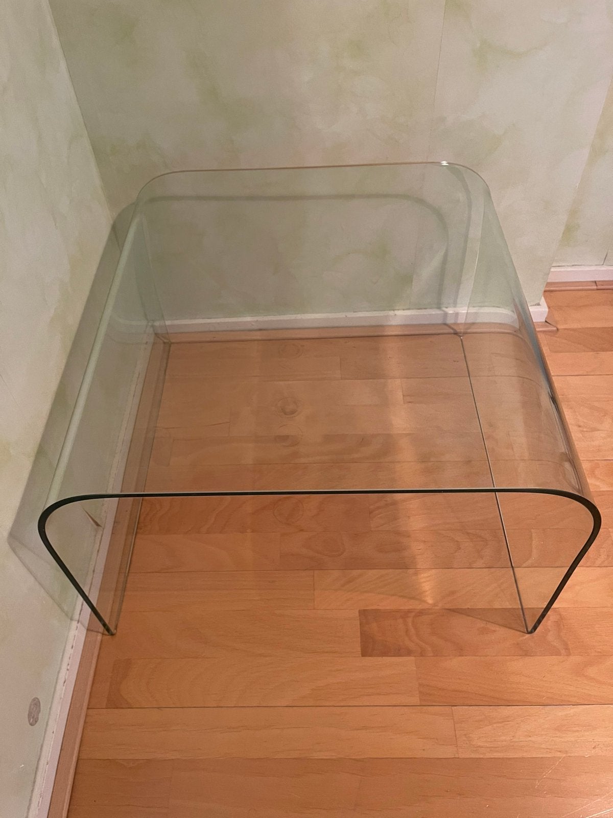 Vintage stijlvolle schitterende glazen design tafel, Glas, 75 cm of meer, Rechthoekig, Ophalen