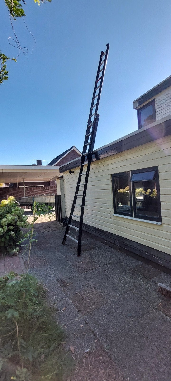 Ladder aluminium, uitschuifbaar, Doe-het-zelf en Verbouw, Ophalen, Gebruikt, Ladder, Opvouwbaar of Inschuifbaar