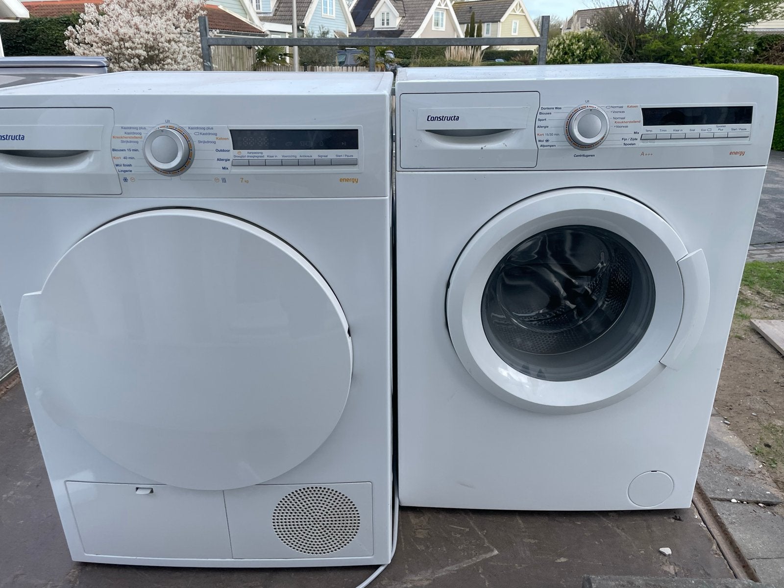 Constructa wasmachine en droger set, 6 tot 8 kg, Ophalen of Verzenden, Gebruikt, 85 tot 90 cm