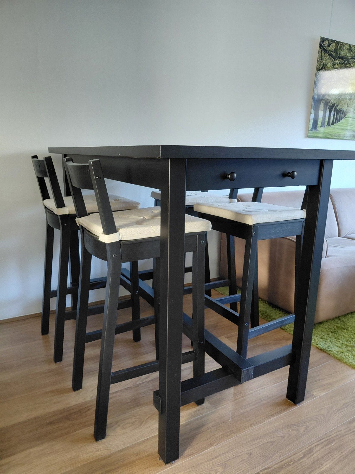 IKEA Nordviken hoge eettafel +4 barstoelen, Ophalen, Gebruikt