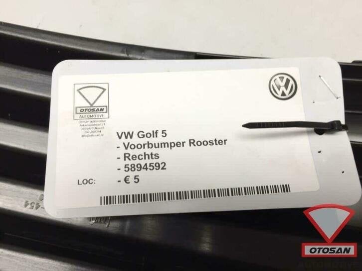 vw golf 5 voorbumper rooster rechts nieuw! 5894592, Volkswagen, Volkswagen AG, Rechts, Nieuw