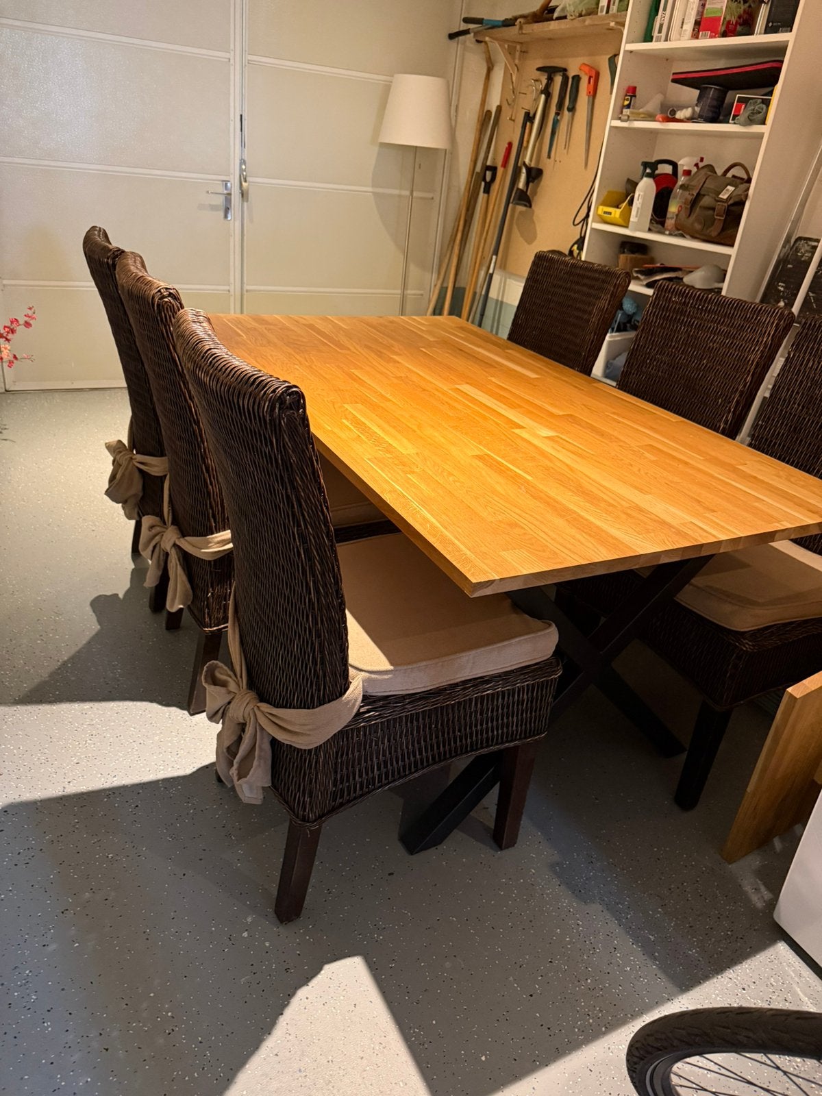Eetkamer tafel met rotan stoelen, Ophalen of Verzenden, Zo goed als nieuw, 4 tot 6 stoelen