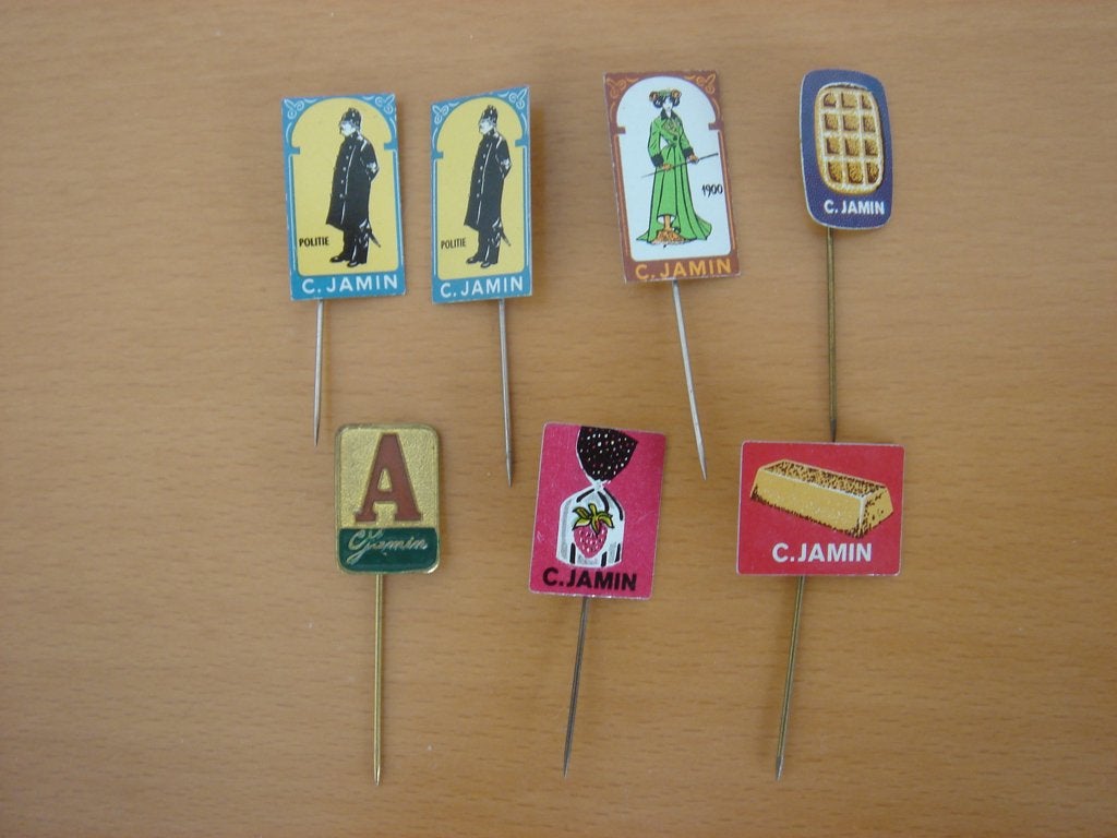 7 Spelden Jamin, Verzamelen, Ophalen of Verzenden, Gebruikt, Merk, Speldje of Pin