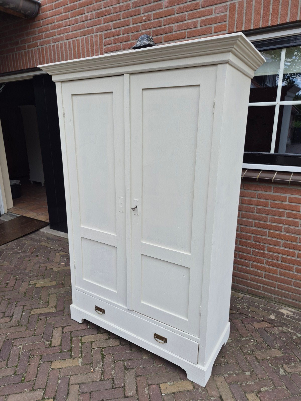 Mooie Brocante Vintage Kast met Lade en Planken., Ophalen