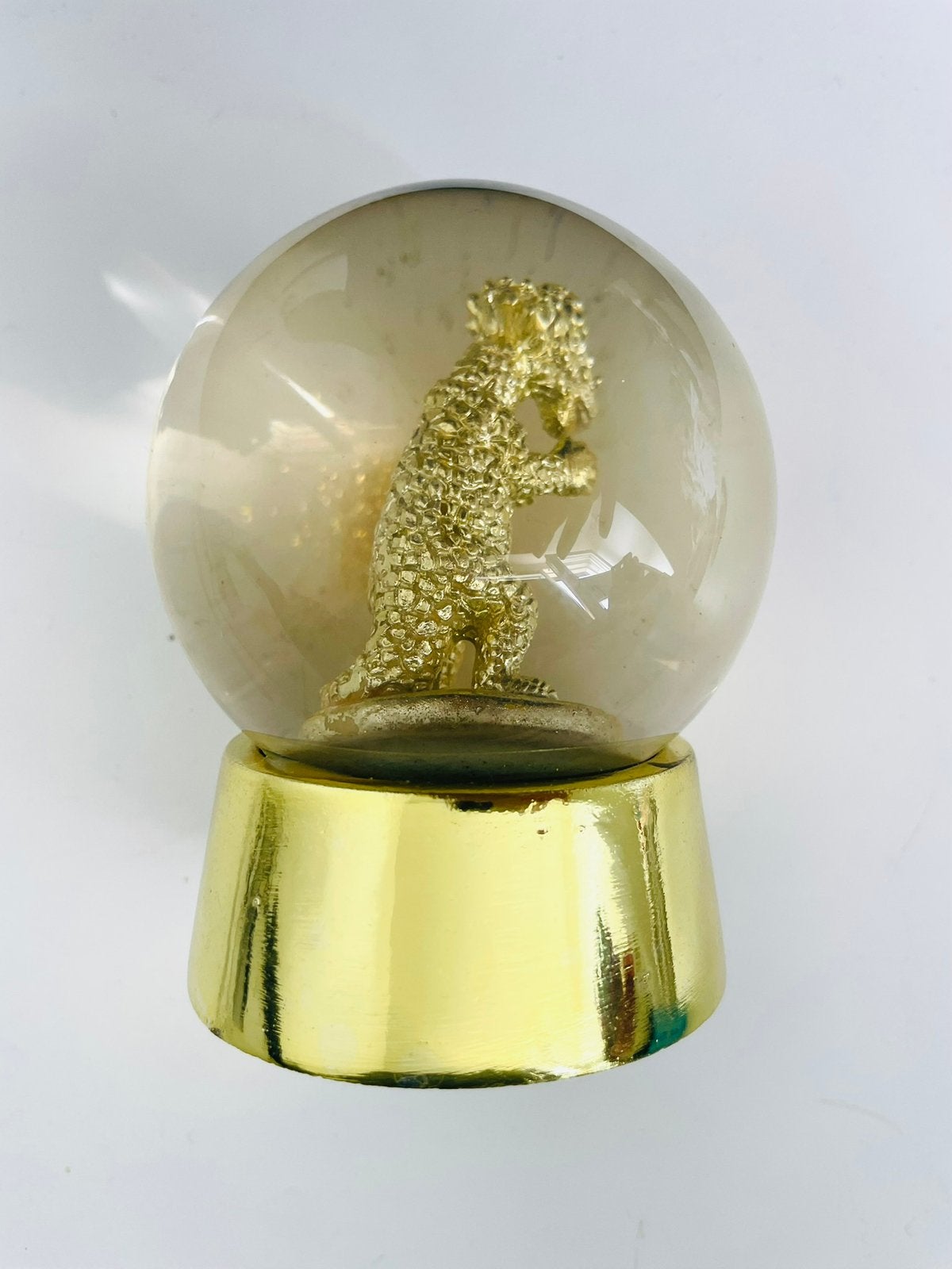 Rice | Glazen gouden glitter bol dino, sneeuwbol dinosaurus, Ophalen of Verzenden, Zo goed als nieuw