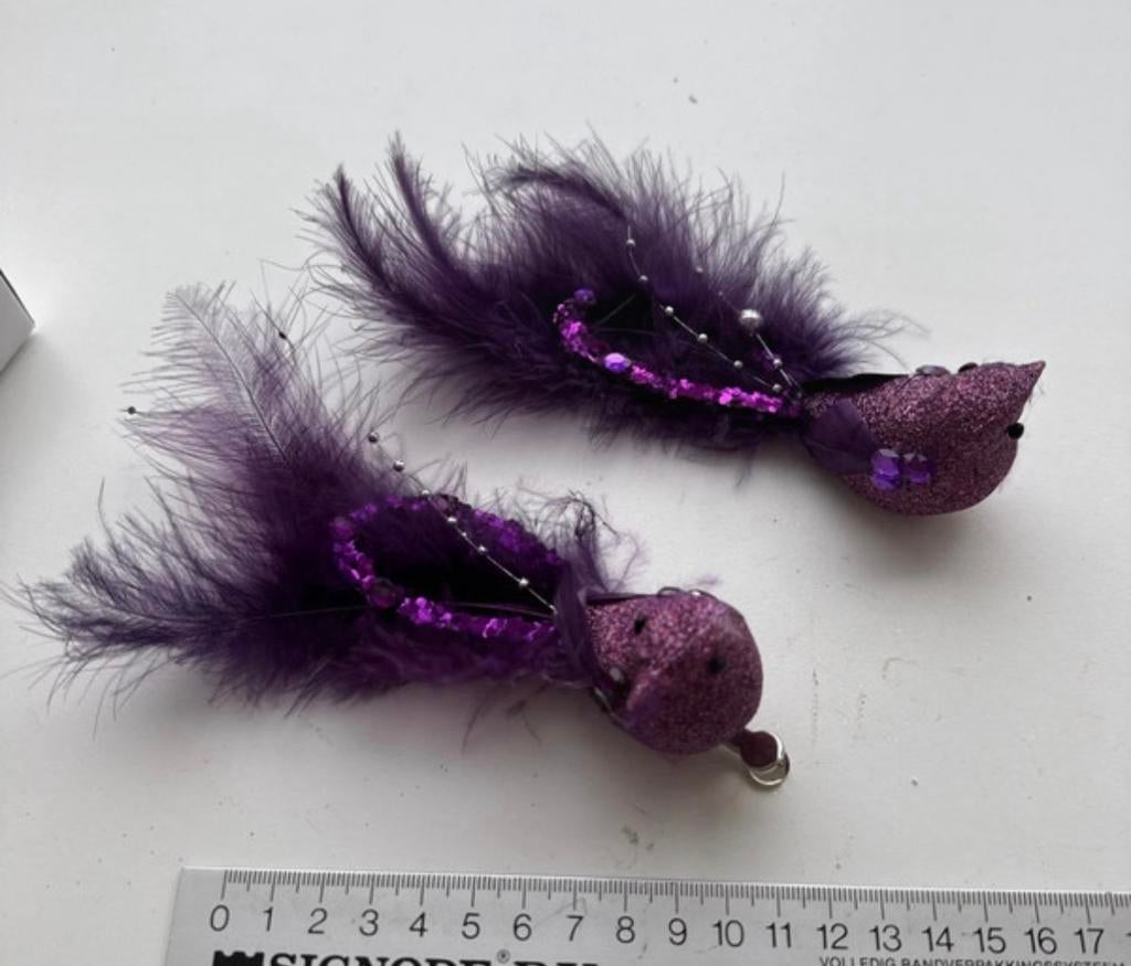 Kerstboomhangers vogeltjes paars, Ophalen of Verzenden
