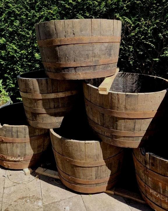 Halve eiken xxl🌴 plantenbakken en boombakken .H45xB75cm, Ophalen, Rond, Hout