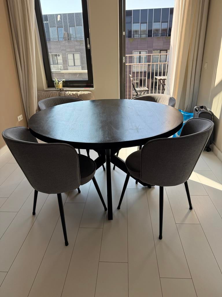 Eettafel Goossens + stoelen Jysk, Ophalen, Gebruikt, 50 tot 100 cm, 100 tot 150 cm