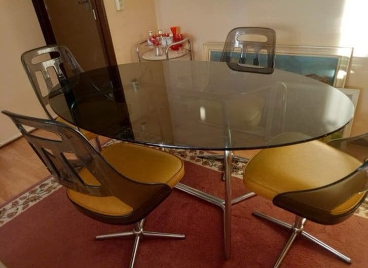 Zeldzame vintage Space Age Design Eethoek Jaren 70, Huis en Inrichting, Tafels | Salontafels, 50 tot 100 cm, 100 tot 150 cm, Rond