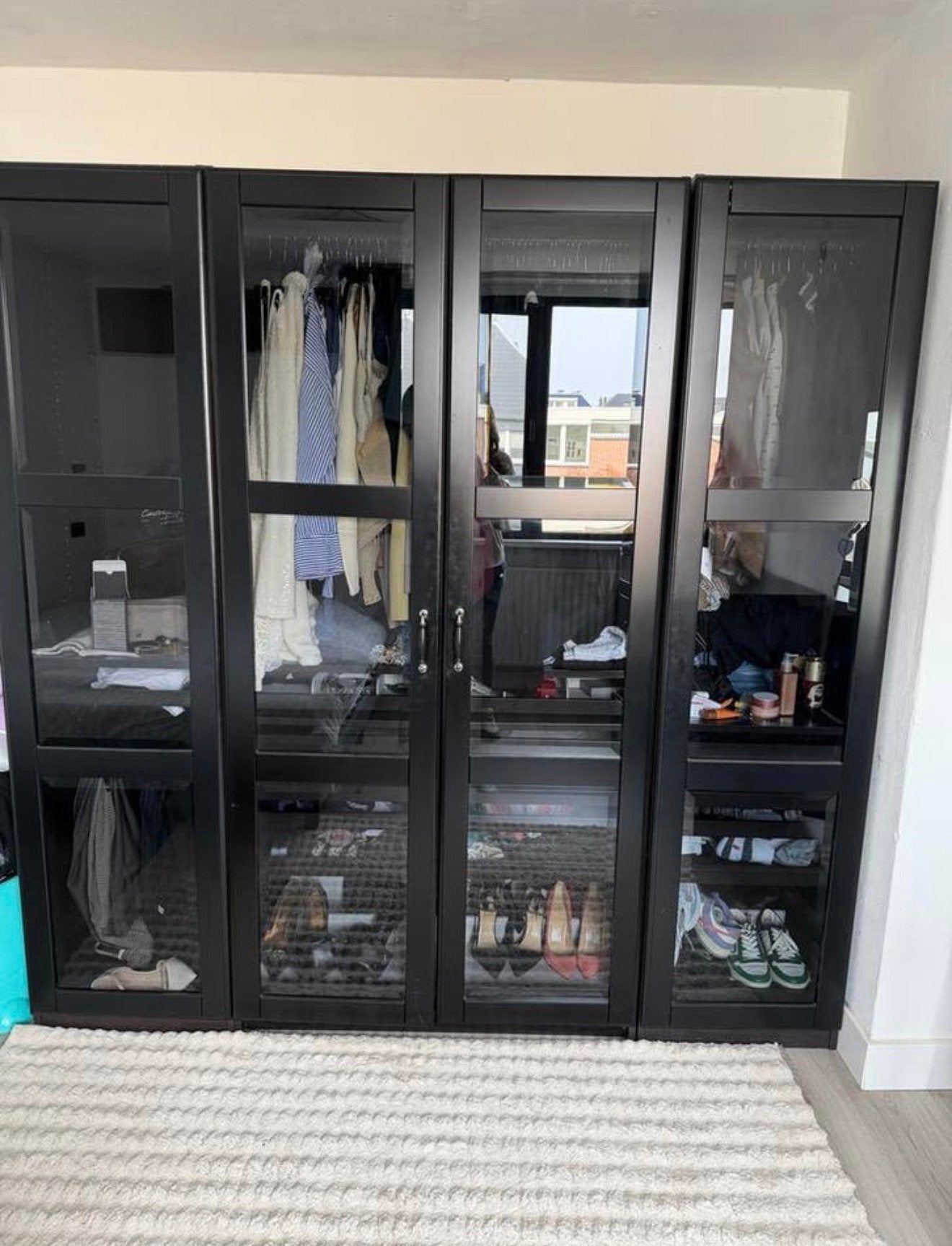 Prachtige Ikea Pax kast met glazen deuren 200 x 202 cm, Ophalen, Zo goed als nieuw, 50 tot 75 cm, 200 cm of meer