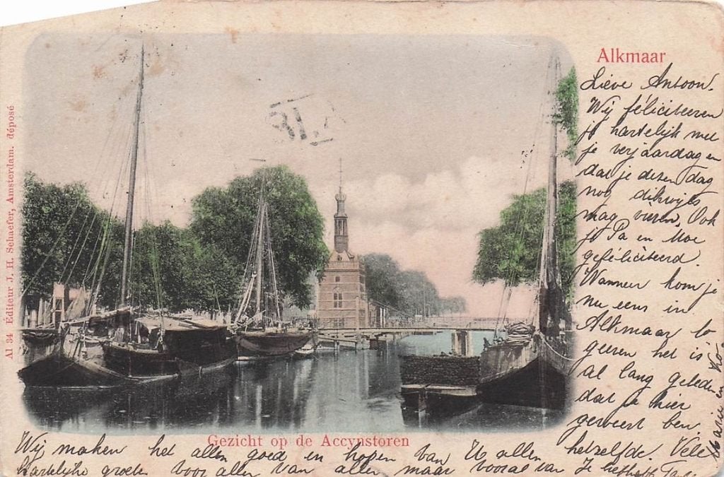 702-499-017 Gezicht Op De Accynstoren Alkmaar, Verzamelen, Ophalen of Verzenden, Voor 1920, Noord-Holland