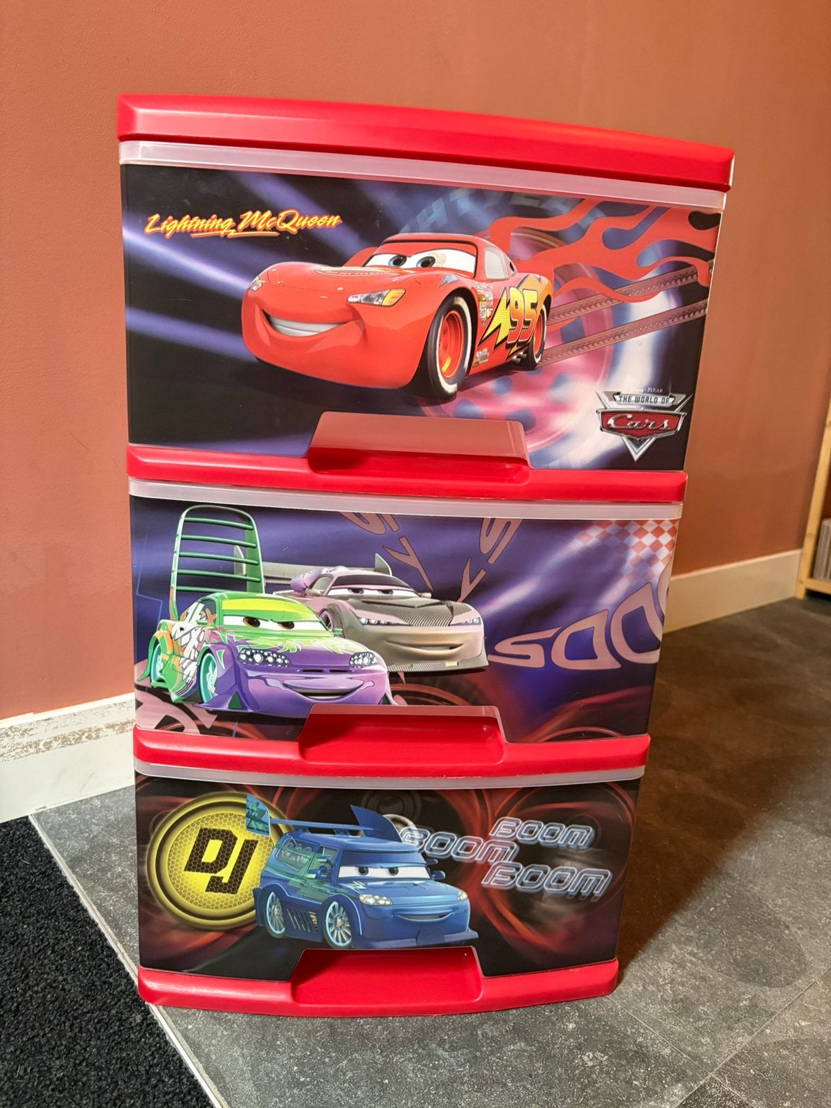 Ladekastje Cars Lightning McQueen 3 lades rood, Kinderen en Baby's, Ophalen, Gebruikt, 50 tot 70 cm, 90 tot 105 cm