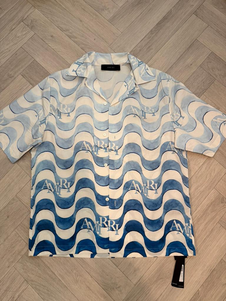 Origineel Amiri staggered wave shirt maat S, Kleding | Heren, Overhemden, Ophalen of Verzenden, Nieuw, Blauw
