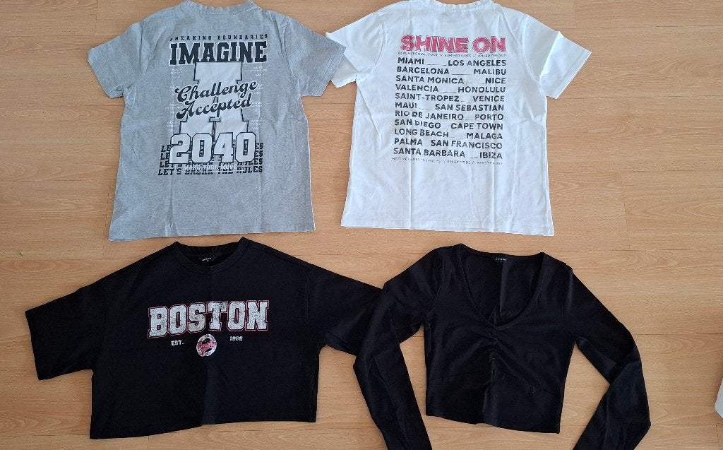 4 t-shirts maat XS. Amy & Ivy dameskledin/teens. Set shirt., Kleding | Dames, T-shirts, Zwart, Ophalen of Verzenden, Korte mouw