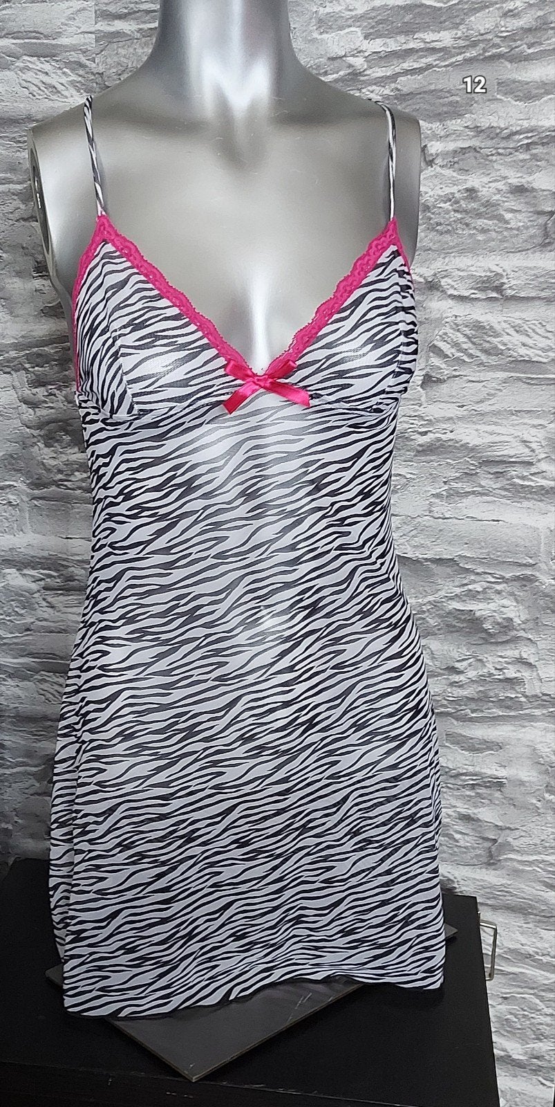 Nacht /lingerie jurkje zebra print M, Ophalen of Verzenden, Zwart, Nachtkleding