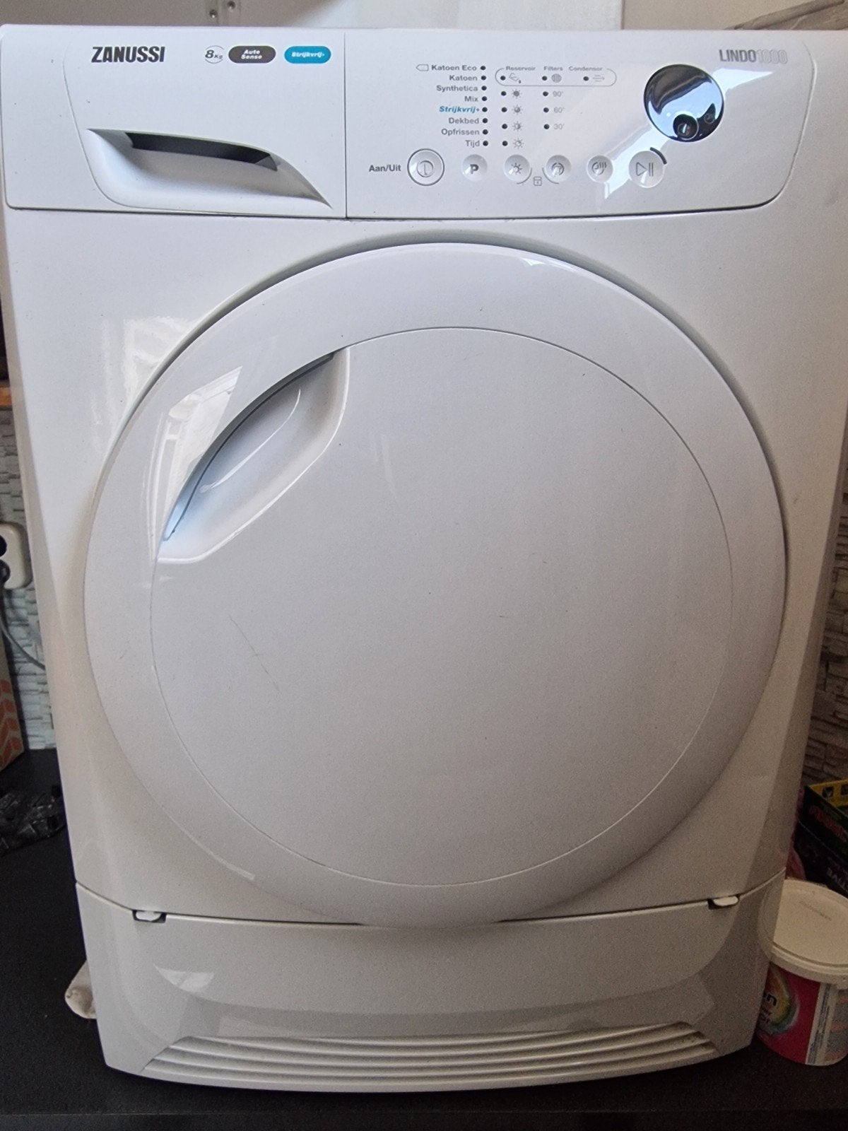 Zanussi Lindo 100 8kg Condensdroger met AutoSense, Ophalen, Gebruikt, 8 tot 10 kg, Voorlader