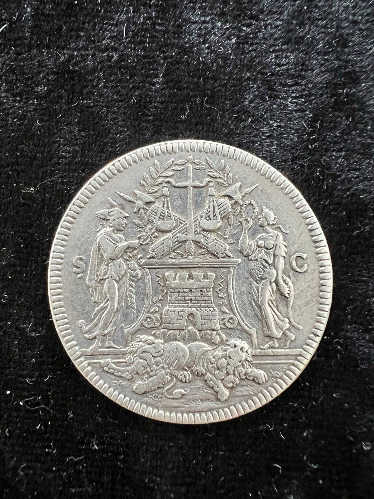 Zilveren Vroedschap Penning Alkmaar, ca. 1704, Postzegels en Munten, Vóór koninkrijk, Zilver, Losse munt, Overige waardes