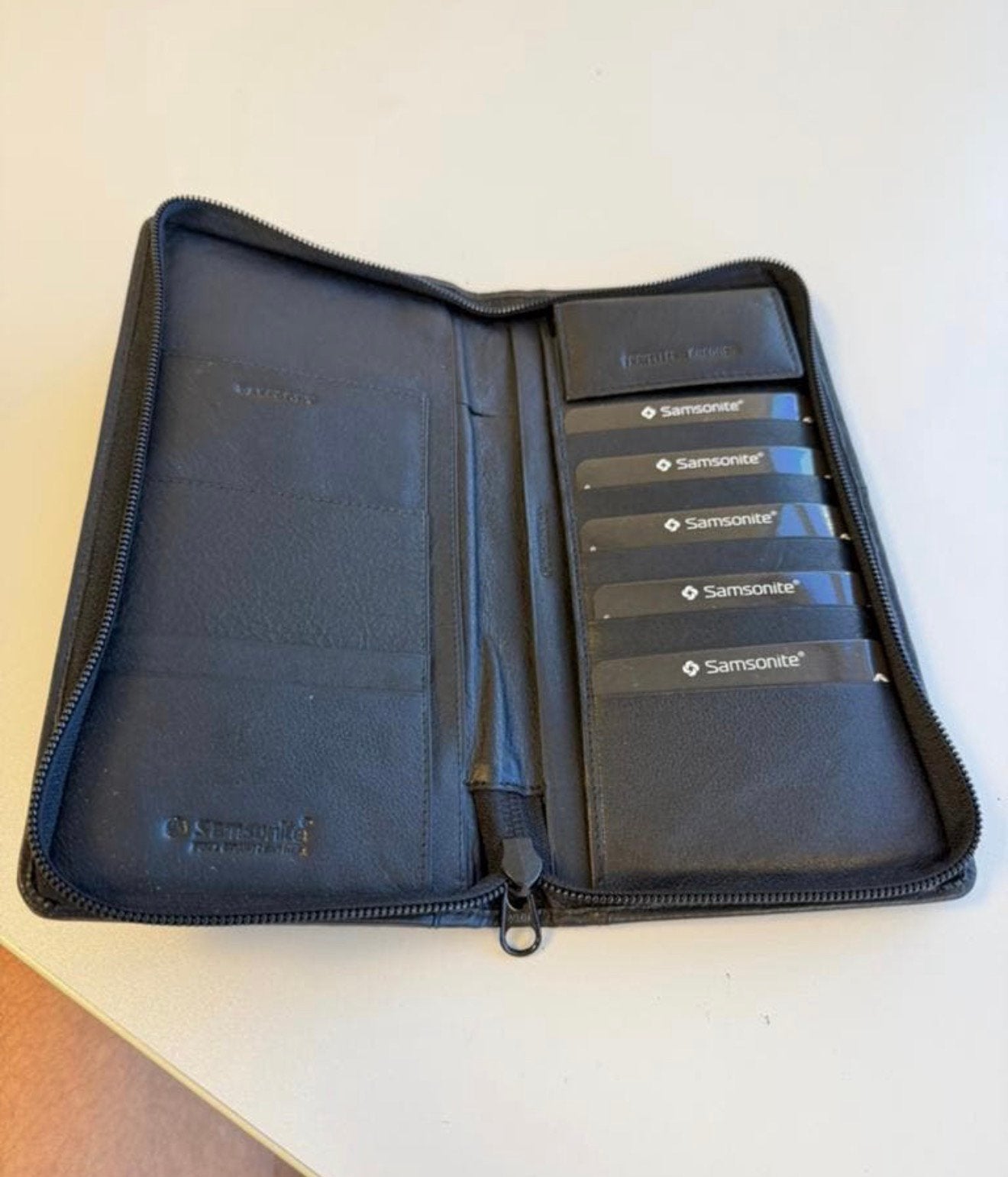 Samsonite Lederen Reisportemonnee Met Rits Zwart echt leer, L, Zwart, Nieuw, Leer