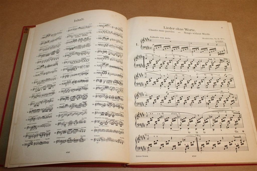 Lieder ohne Worte — Mendelssohn Bladmuziek Antiek 1915, Muziek en Instrumenten, Gebruikt, Klassiek, Ophalen of Verzenden, Artiest of Componist