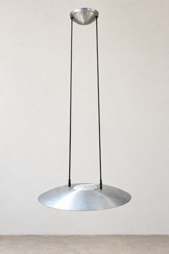 Vintage Hala Zeist UFO-hanglamp – aluminium, Verzamelen, Ophalen of Verzenden, Huis en Inrichting