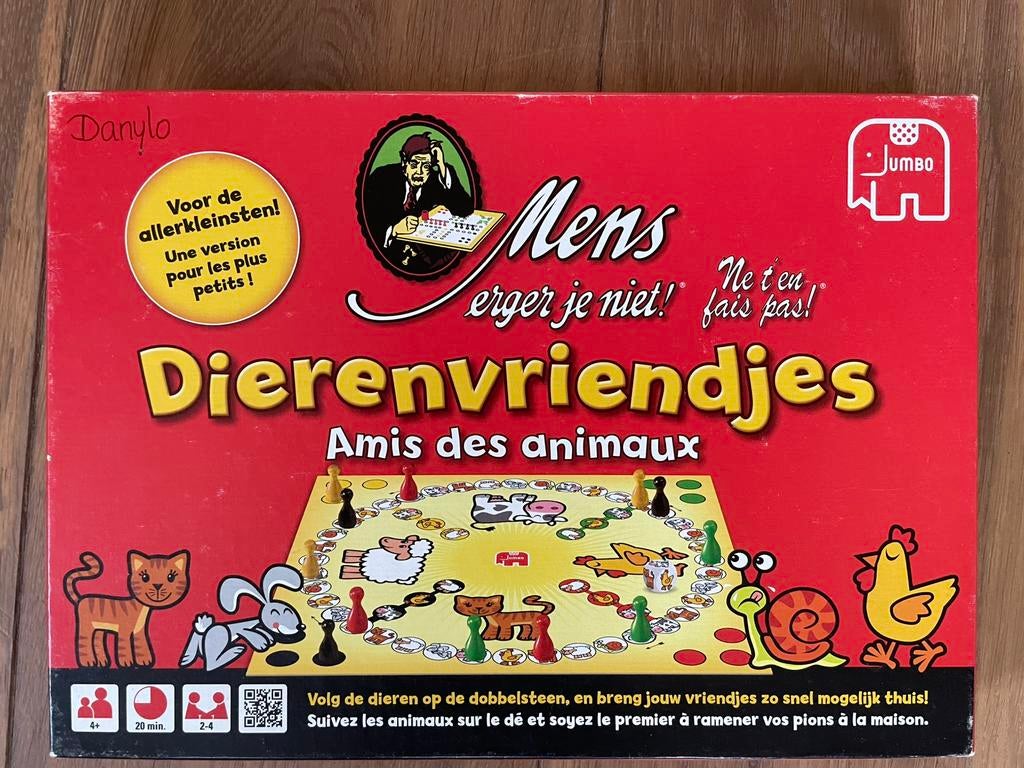 Mens erger je niet; dierenvriendjes, Hobby en Vrije tijd, Gezelschapsspellen | Bordspellen, Drie of vier spelers, Ophalen of Verzenden