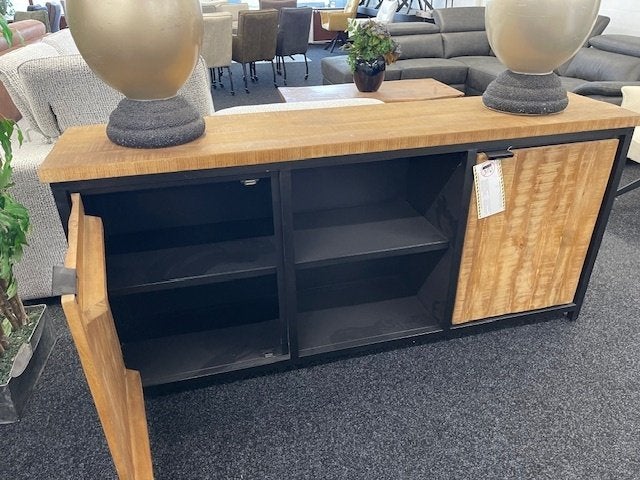 dressoir 2 deur dressoir 180 massief Mango metaal actieprijs, Overige houtsoorten, 1 of 2 laden, 150 tot 200 cm, Ophalen of Verzenden