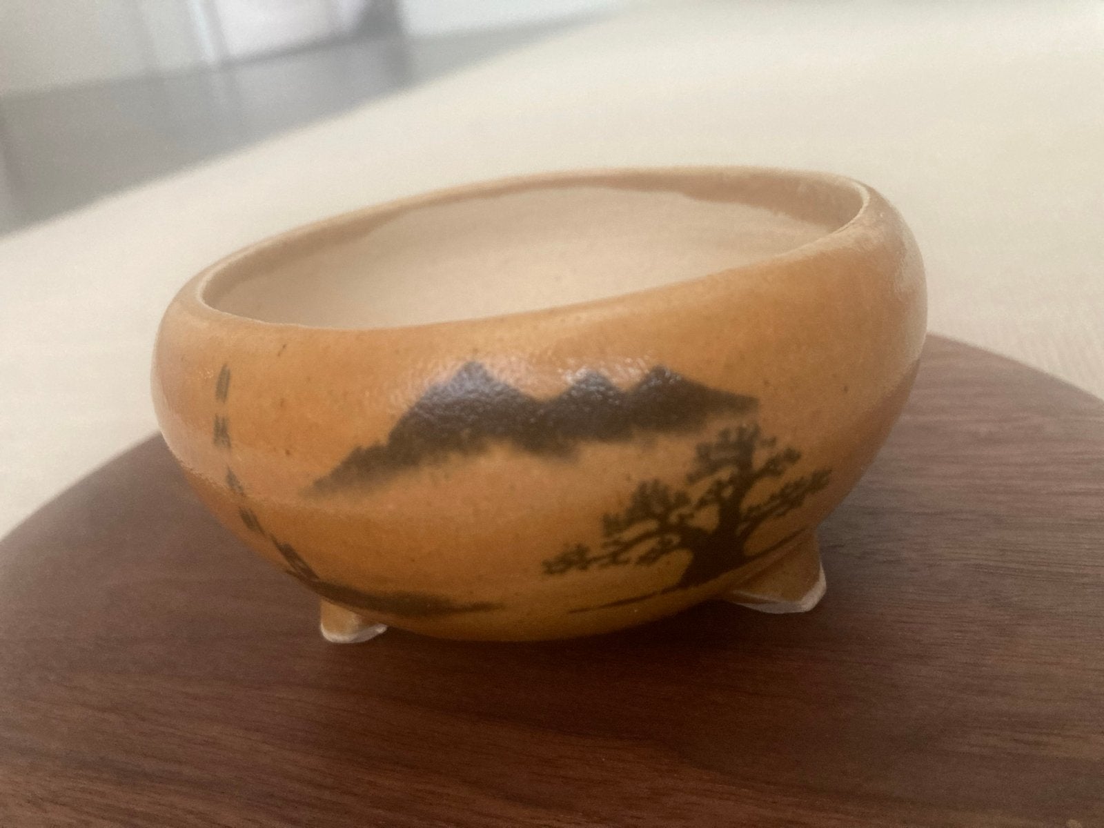 Vintage antiek Japans bonsai schaaltje op pootjes, keramiek, Antiek en Kunst, Ophalen of Verzenden