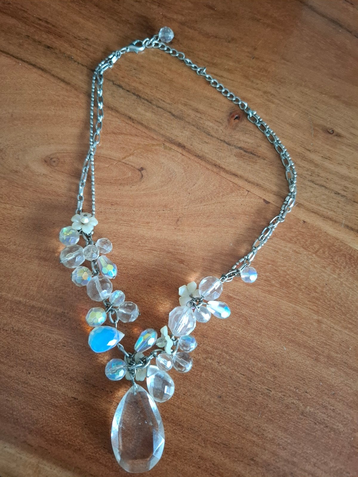 Verstelbare korte halsketting en armband met  kralen, Sieraden, Tassen en Uiterlijk, Kettingen, Kunststof, Verstelbaar, Wit, Ophalen of Verzenden